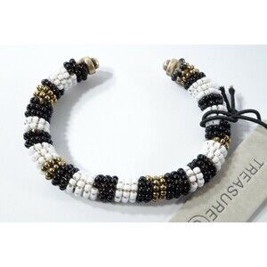 Nordstrom Treasure & Bond Women's Beaded Cuff Bracelet NWT 65 Black White